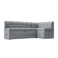 Настоящее фото товара Угловой диван для кухни Атлант Плюс, серый, правый, произведённого компанией ChiedoCover