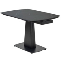 Настоящее фото товара Стол BALDE 140 MATT BLACK MARBLE SOLID CERAMIC / BLACK, произведённого компанией ChiedoCover
