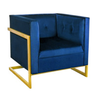Настоящее фото товара Кресло Куб, золото/ синий велюр, произведённого компанией ChiedoCover