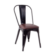 Фотография Стул Tolix Soft, черный, экокожа коричневая Фотография товара Стул Tolix Soft, черный, экокожа коричневая от компании ChiedoCover.