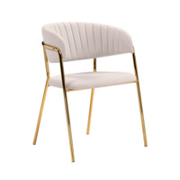 Фотография Стул на металлокаркасе Kamelia бежевый / золотой от производителя ChiedoCover, картинка продукции, реальное фото товара Настоящее фото товара Стул на металлокаркасе Kamelia бежевый / золотой, произведённого компанией ChiedoCover