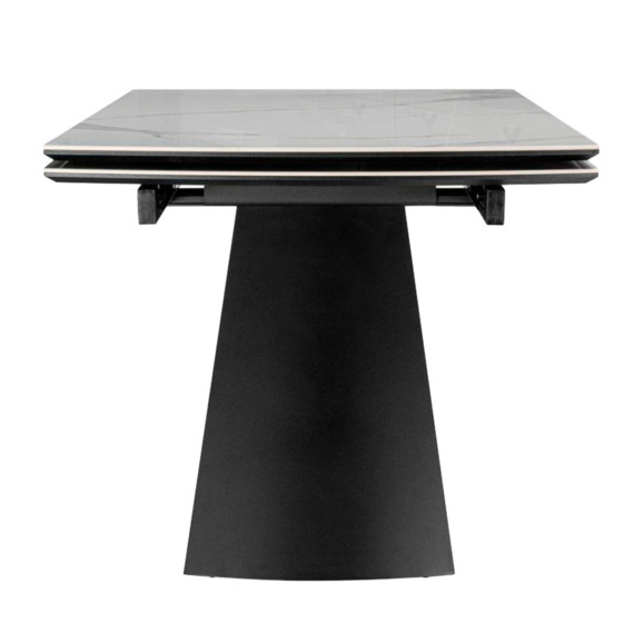 Керамический стол Симмонс 180(260)x90 statuario titan gloss / черный / орех дуб монтана - фото 3