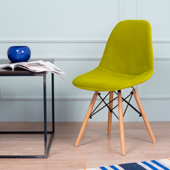 Чехол Е01 на стул Eames, уплотненный, велюр зеленый - фото 7