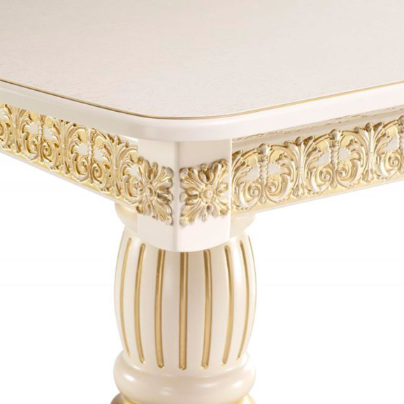 Деревянный стол Морнит 180(240)х100х76 слоновая кость / золото - фото 8