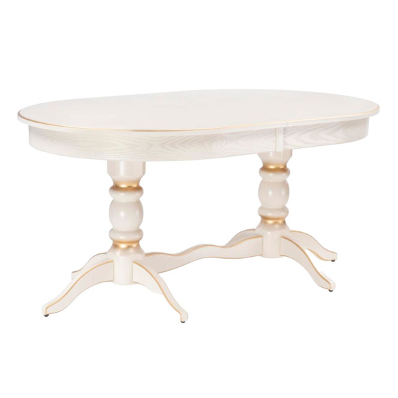 Деревянный стол Дейвер 160(220)х100х76 слоновая кость / золото - фото 1