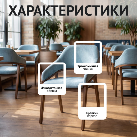 Стул Монти, велюр Белла 08, ножки бук морилка светлый орех Стул Монти, велюр Белла 08, ножки бук морилка светлый орех - фото 2
