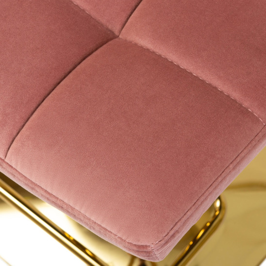 Барный стул Арканес, золотая база, велюр розовый - фото 5