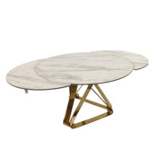 Фотография товара Стол обеденный раскладной Kutak, белая керамика, золото от компании ChiedoCover.