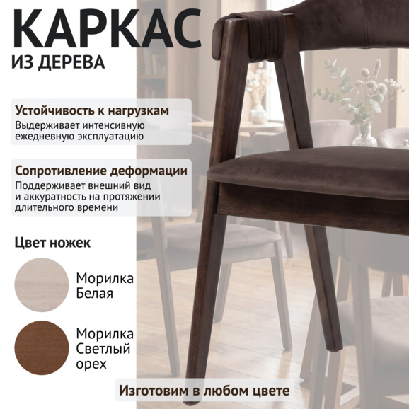 Полукресло Дольче, велюр Вивальди 25, каркас морилка венге - фото 4