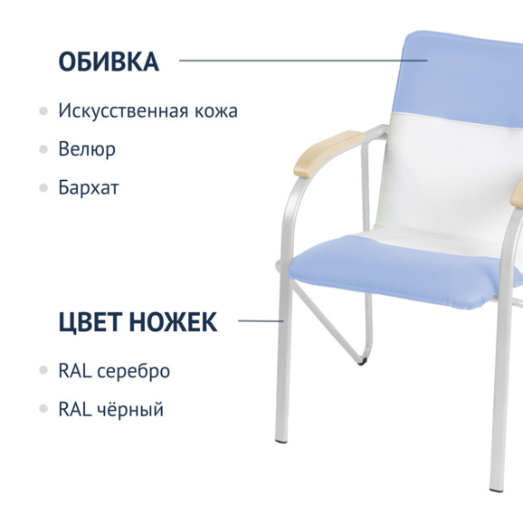 Стул Самба, светло-голубой/белый, каркас - белый - фото 2