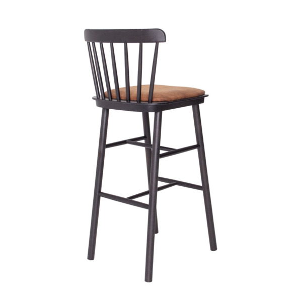 Стул барный Такер со встроенной подушкой, замша Belgium 7003, морилка черная - фото 8