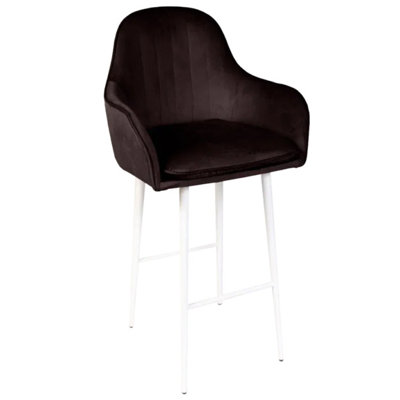 Кресло Сета, барные ножки, коричневый, белый, велюр - фото 1