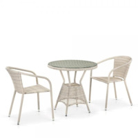 Настоящее фото товара Комплект мебели Спринг, латте, 2 стула, столешница круглая, произведённого компанией ChiedoCover