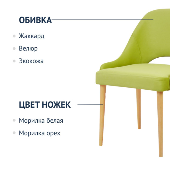 Стул Мила, велюр Selesta 31 салатовый - фото 2
