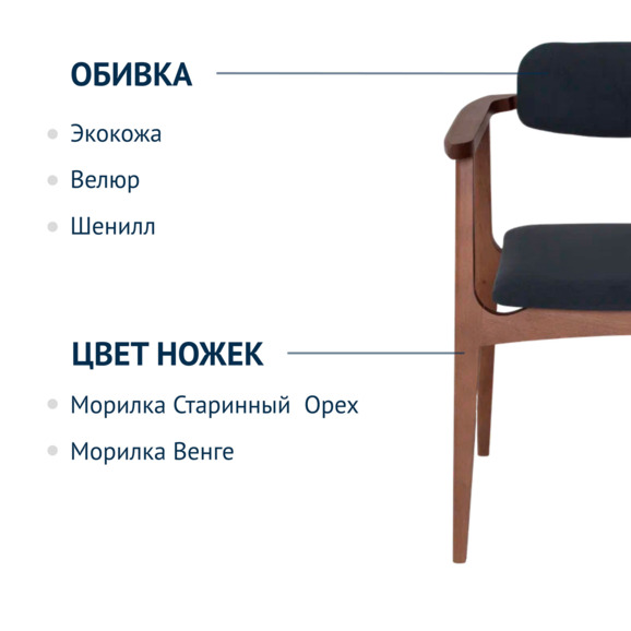 Стул Gavi, велюр Connect 76, ножки бук, морилка светлый орех - фото 2
