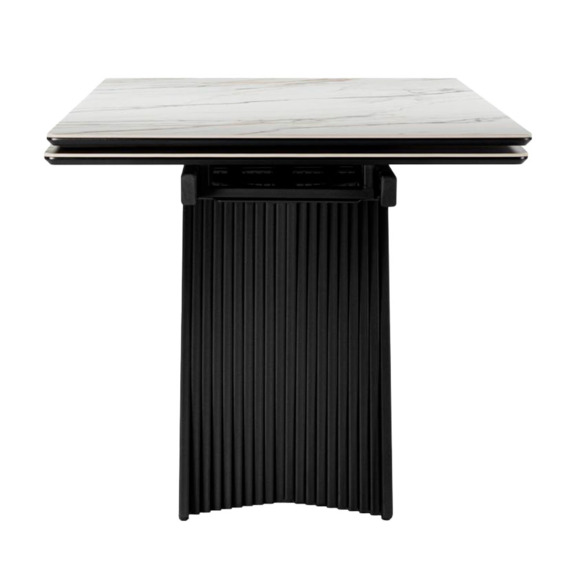 Керамический стол Вейв 160(220)х89 белый с прожилками gilt white / черный - фото 3