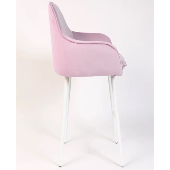 Кресло Сета, барные ножки, сиреневый, белый, велюр - фото 7