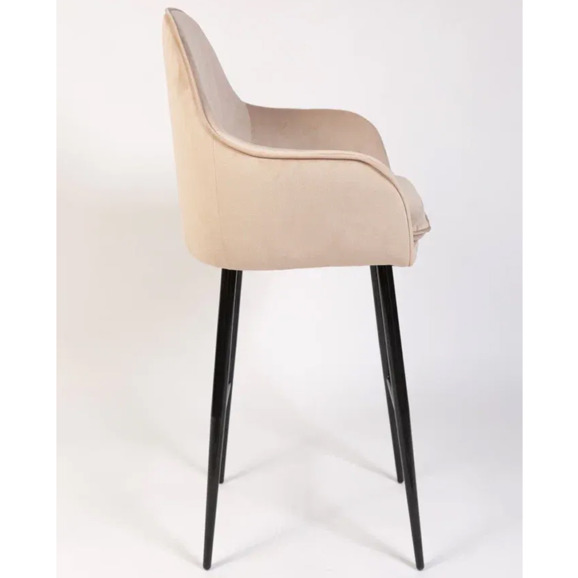 Кресло Сета, барные ножки, бежевый, черный, велюр - фото 7