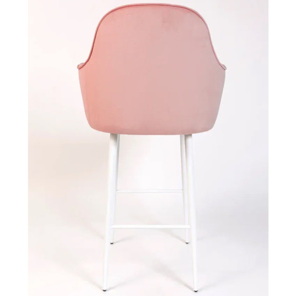 Кресло Сета, барные ножки, пудровый, белый, велюр - фото 6