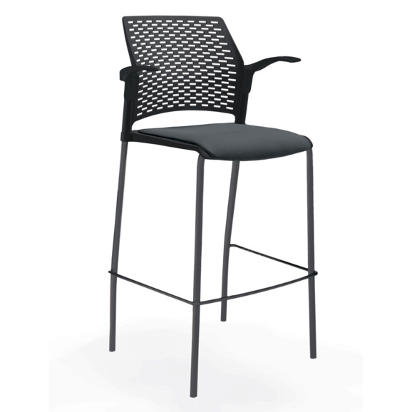Стул Ревайнд барный с мягким сиденьем и подлокотниками, черный - фото 3