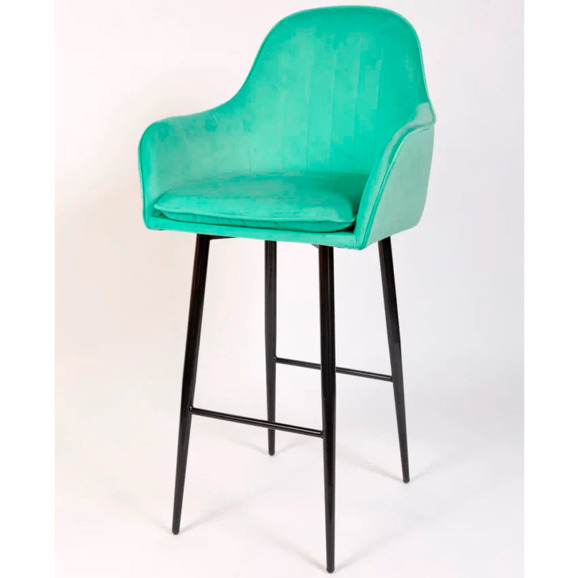 Кресло Сета, барные ножки, мятный, черный, велюр - фото 3