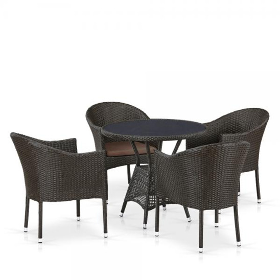 Комплект мебели Энфилд, коричневый, 4 стула, круглая столешница - фото 1