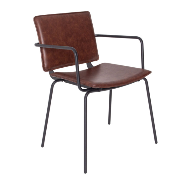 Стул Don, натуральная кожа, каркас черный муар 9005 - фото 1