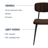 Фотография товара Стул Kato лайт, велюр Remy 32, опора конусная, RAL 9005 от компании ChiedoCover.
