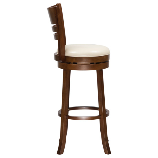Барный стул крутящийся, белый, темно-коричневый - фото 3