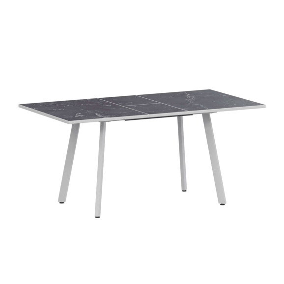 Стол раздвижной Рольф 1100+300 Р20 даркстоун, белый муар - фото 1