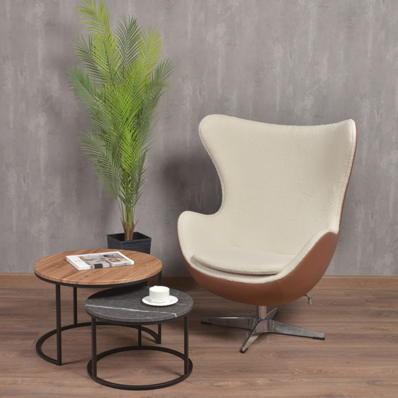 Кресло Egg style chair коричневый, экокожа - фото 7