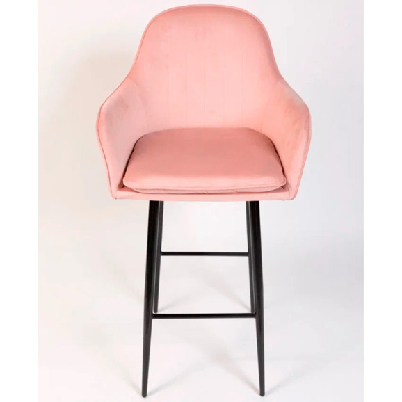 Кресло Сета, барные ножки, розовый, черный, велюр - фото 2