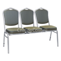 Настоящее фото товара Секция из 3 стульев Хит - серебро, ромб синий, произведённого компанией ChiedoCover