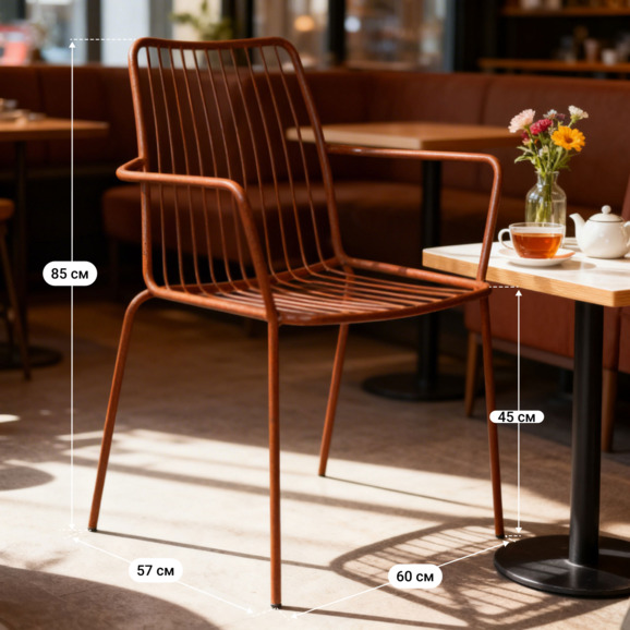 Стул Лион с подлокотниками, медно-коричневый - фото 2