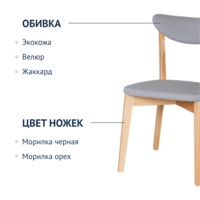 Фотография товара Стул Ruby, велюр серый, ножки бук, под лак от компании ChiedoCover.