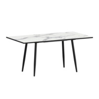 Настоящее фото товара Стол раздвижной Бетти 1100+300, мрамор белый, черный муар, произведённого компанией ChiedoCover