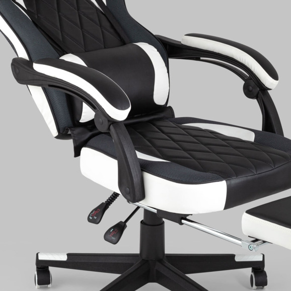 Кресло игровое TopChairs Virage черно-белое - фото 7