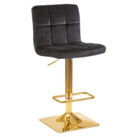 Настоящее фото товара Барный стул Арканес, золотая база, велюр черный, произведённого компанией ChiedoCover