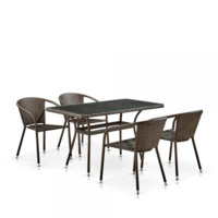 Настоящее фото товара Комплект мебели Альме,brown , 4 стула, прямоугольная столешница, произведённого компанией ChiedoCover
