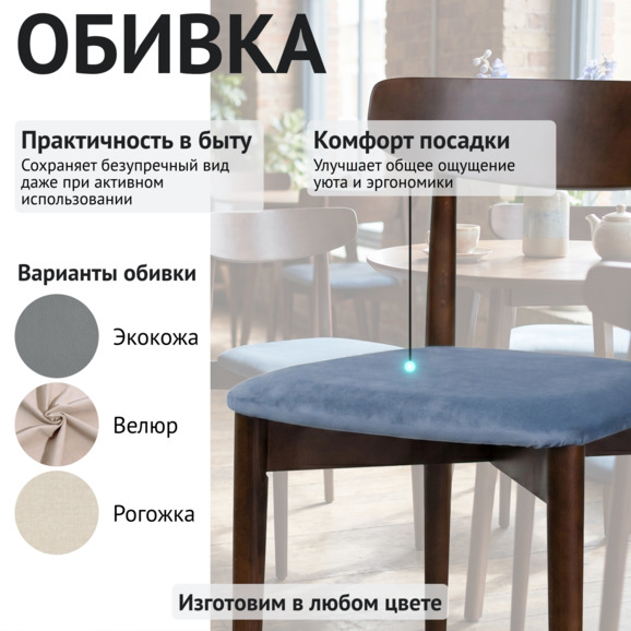 Стул Роквелл, велюр Велютто 12, морилка венге - фото 3