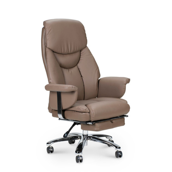 Кресло офисное / Парламент / (grey-brown) сталь + хром / серо коричневый экокожа - фото 1