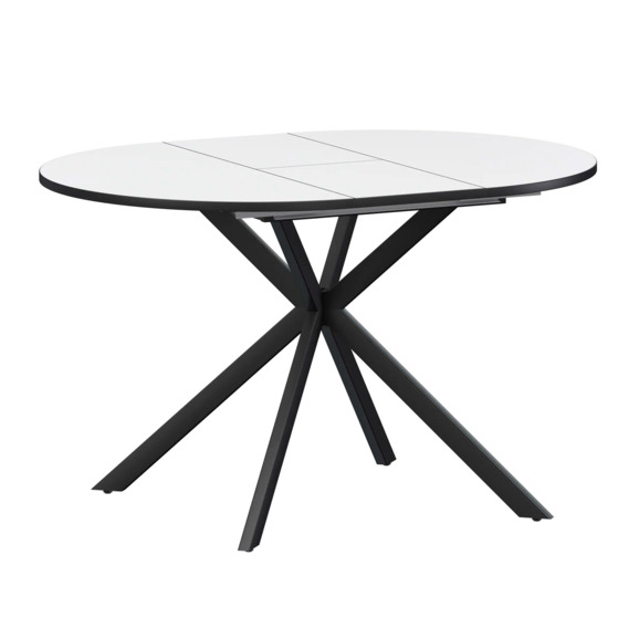 Стол раздвижной Грант 900+300 супер белый, черный муар Стол раздвижной Грант 900+300 супер белый, черный муар - фото 1