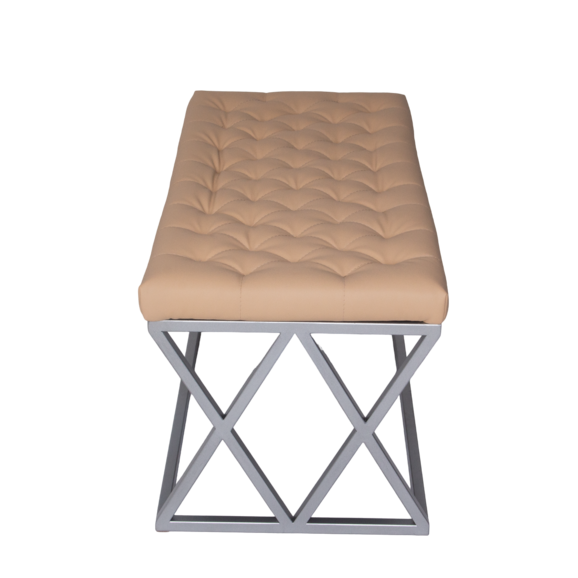 Банкетка Инсигния, экокожа Nitro Beige, каркас металл RAL серебро - фото 3