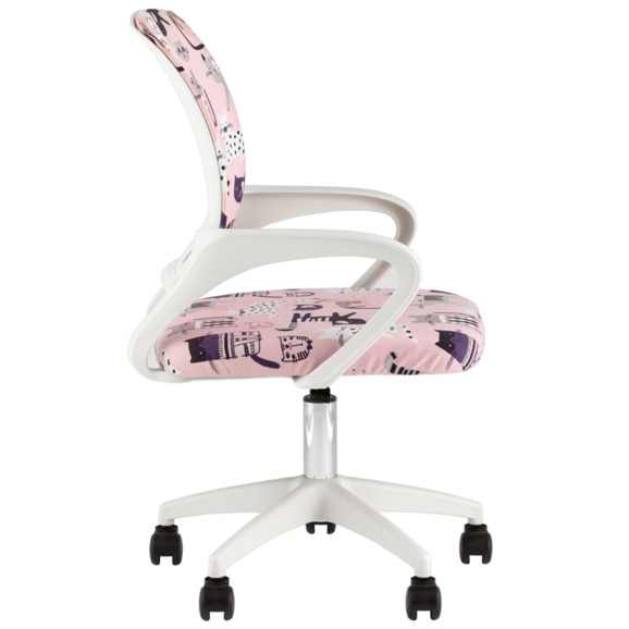Кресло офисное TopChairs Simple SN Junior принт Pink Cats, белый - фото 3
