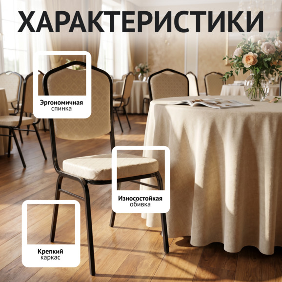 Стул Хит 20, жаккард Санта белый, каркас черный - фото 2