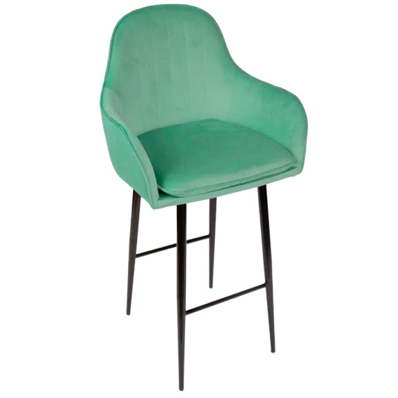 Кресло Сета, барные ножки, светло-зеленый, черный, велюр - фото 1