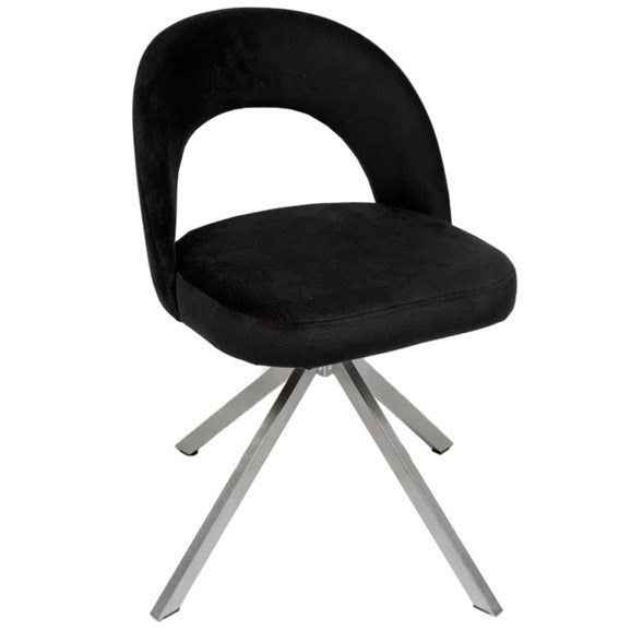 Стул Пиннате, пирамида, черный, серебро, велюр - фото 1