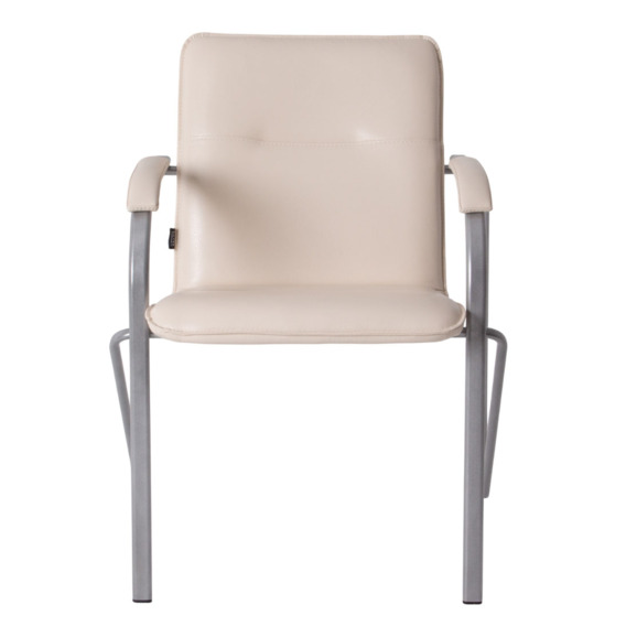 Стул Самба, кожзам Вега Капучино, каркас серебро, подлокотники мягкие - фото 7