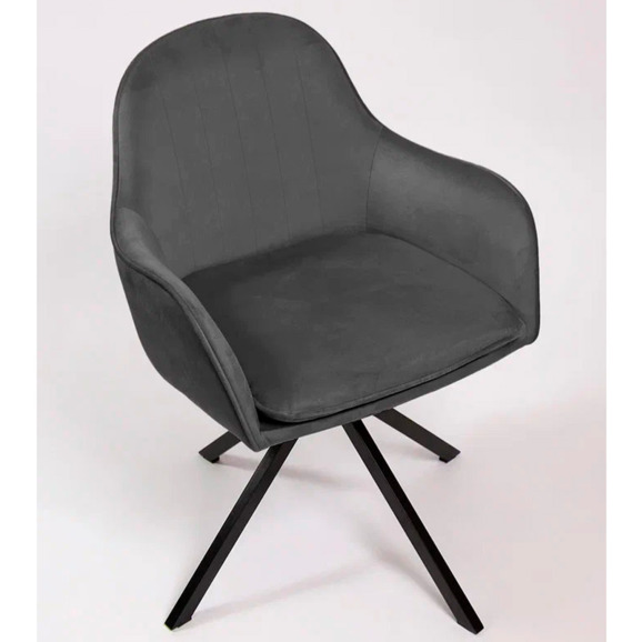 Кресло Сета, пирамида, поворотное основание, серый, черный, велюр - фото 2