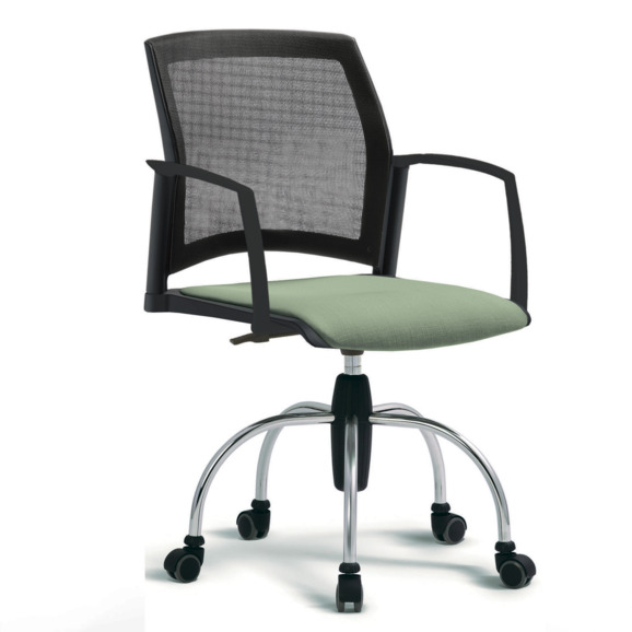 Кресло Wind со спинкой-сеткой и мягким сиденьем, с закрытыми подлокотниками, паук, черный, хром Кресло Wind со спинкой-сеткой и мягким сиденьем, с закрытыми подлокотниками, паук, черный, хром - фото 5